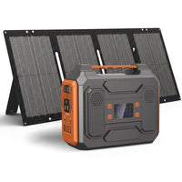 300-Watt Portable Solar Generator W/ Foldable 60-Watt Monocrystalline Solar Panel and 280Wh for Camping, RV, Outdoor Use — Studio Shot