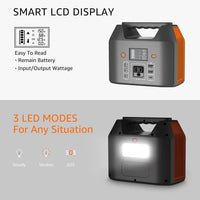 Portable Power Station 150W 155Wh Solar Generator 110V 42000Mah Portable Power Bank W/Ac Outlet, 6 Outputs External Battery Backup LED Light for Outdoor Camping