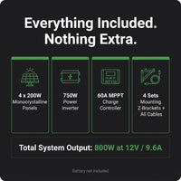 800-Watt Crystalline off Grid 12-Volt High Performance Complete Solar Panel Kit — Results & Stats