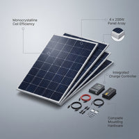 800-Watt Crystalline off Grid 12-Volt High Performance Complete Solar Panel Kit — infographic