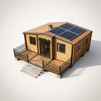 Customized Foldable House for Forest Homestay Portable Wood Look Cabin Prefab Tiny Home with Large Window — Studio Shot