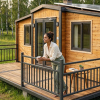 Customized Foldable House for Forest Homestay Portable Wood Look Cabin Prefab Tiny Home with Large Window — Lifestyle