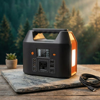 Portable Power Station 150W 155Wh Solar Generator 110V 42000Mah Portable Power Bank W/Ac Outlet, 6 Outputs External Battery Backup LED Light for Outdoor Camping — Studio Shot