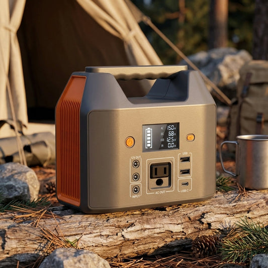 Portable Power Station 150W 155Wh Solar Generator 110V 42000Mah Portable Power Bank W/Ac Outlet, 6 Outputs External Battery Backup LED Light for Outdoor Camping — Studio Shot