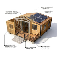 Prefab Tiny Home Built for Off-Grid Living, Foldable Steel Frame, Galvanized Construction, Large Windows — How It Works