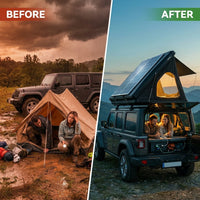 Rooftop Tent Hard Shell,Solar Panel Roof Top Tent Hardshell, Pop up Rooftop Camping for Jeep Truck Car SUV Van Wrangler. — Before & After