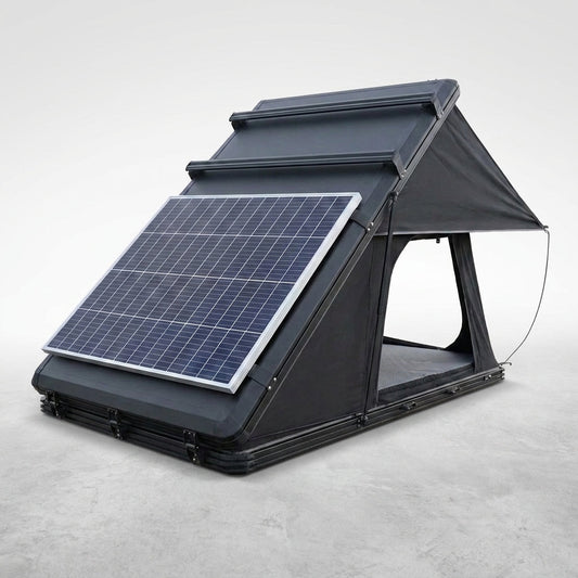 Rooftop Tent Hard Shell,Solar Panel Roof Top Tent Hardshell, Pop up Rooftop Camping for Jeep Truck Car SUV Van Wrangler. — Studio Shot