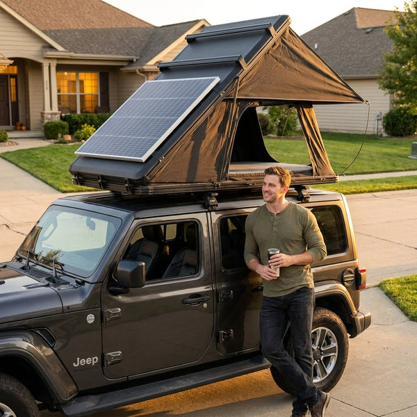 Rooftop Tent Designed for Off-Grid Adventures, Hard Shell Construction, Solar Panel Ready, Pop-Up Setup