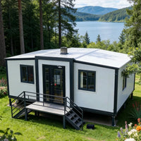Customized Foldable House for Forest Homestay Portable Wood Look Cabin Prefab Tiny Home with Large Window